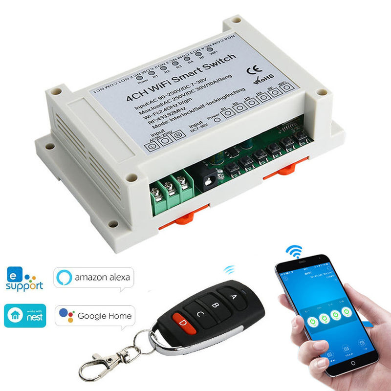 4 Möglichkeits-Handy-WiFi Rf-Relais-intelligenter Schalter mit Steuerung Amazonas Alexa Google Home Voice Remote