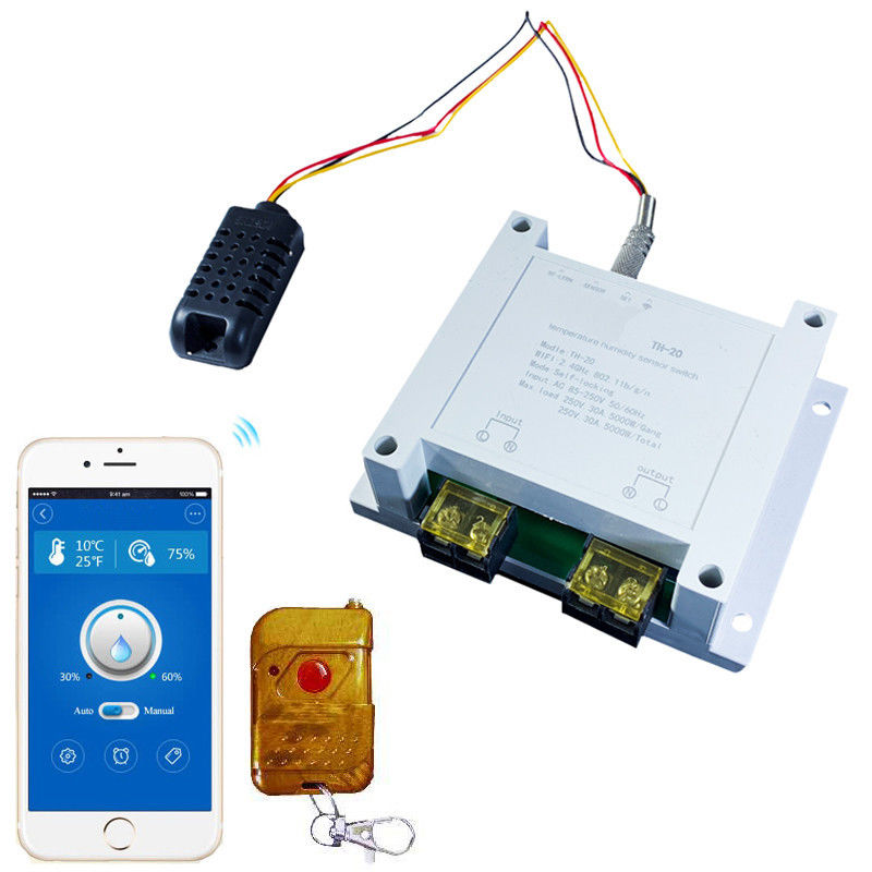2 Weise 30A WiFi Fernsteuerungsausrüstung Rf-Relais-intelligente Schalter-Amazonas Alexa Google Homekit Temperature Humidity