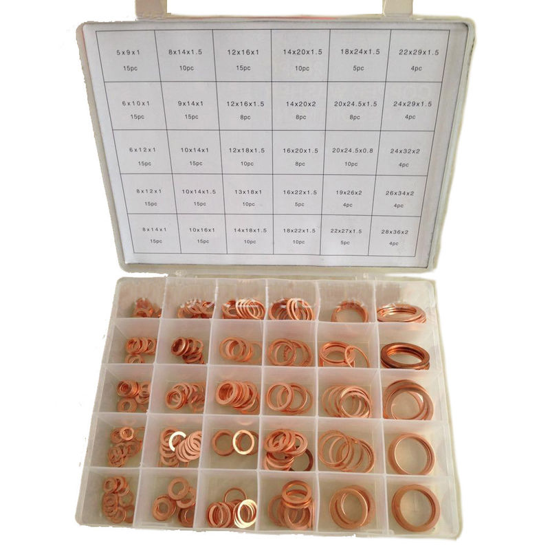 286pcs 30 sortiert metrische kupferne flache Ring Washer Gaskets Assortment Set-Ausrüstung IMPA813080